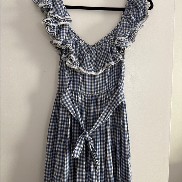 DOEN Sora Dress Blue Gingham M - Picture 4 of 7